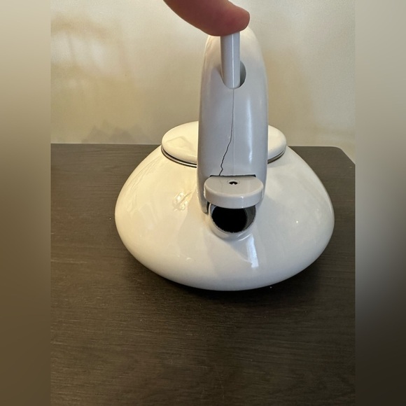 SOLD- Vintage Kamenstein Swan Kettle Whistling Tea Pot White Enamel Stove Top - Picture 6 of 10